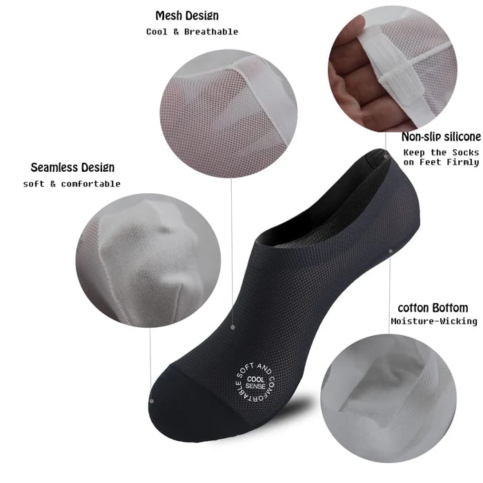 Unisex Ultra Thin Liner Socks Non Slip Combed Cotton No Show Socks