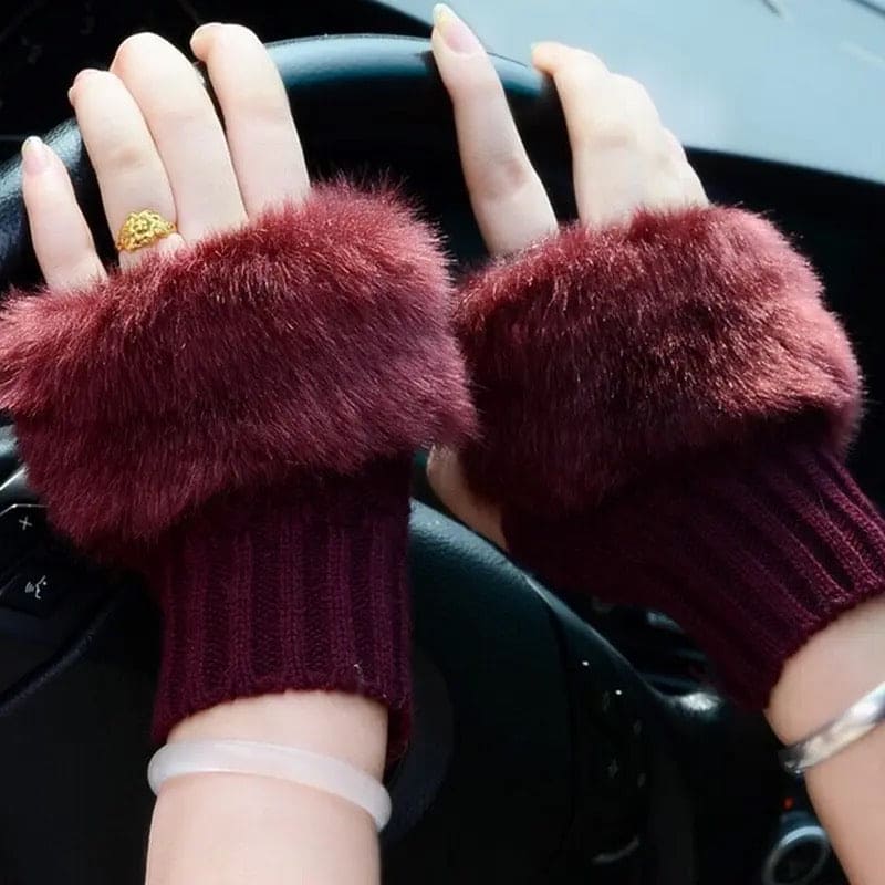 Winters Rabbit Fur Gloves