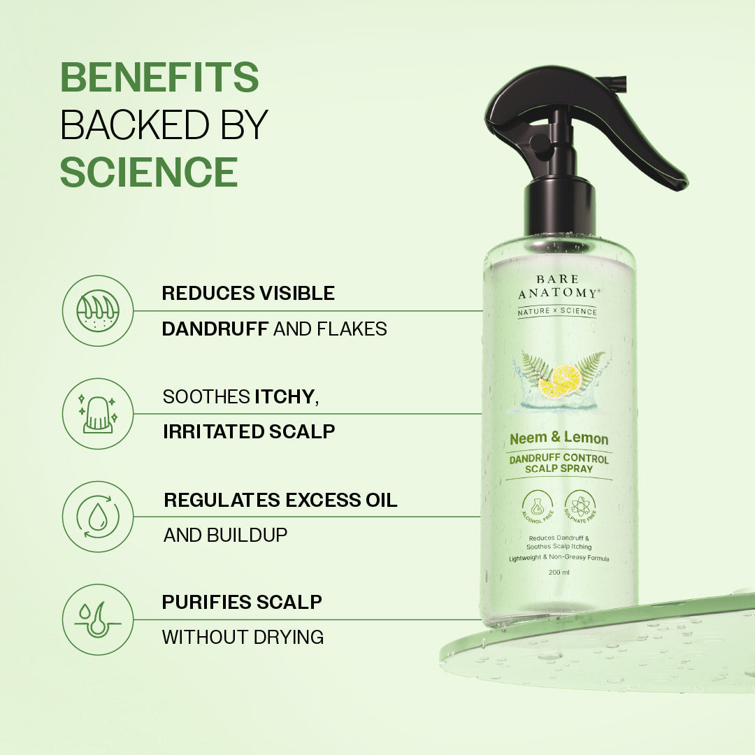 Neem & Lemon Dandruff Control Scalp Spray - 200 ml | Pack of 2