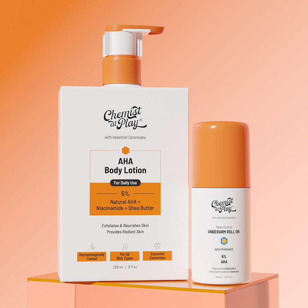 I'm Lovin' It Combo (Aqua Underarm Roll On - 40 ml | AHA Body Lotion - 236 ml)