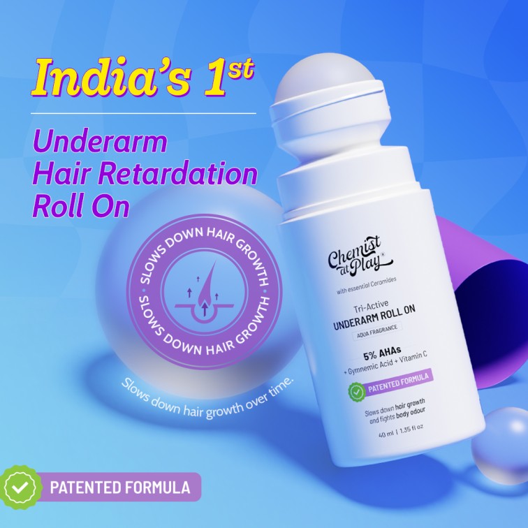 Tri-Active Underarm Roll On for Hair Growth Reduction (Aqua) - 40 ml
