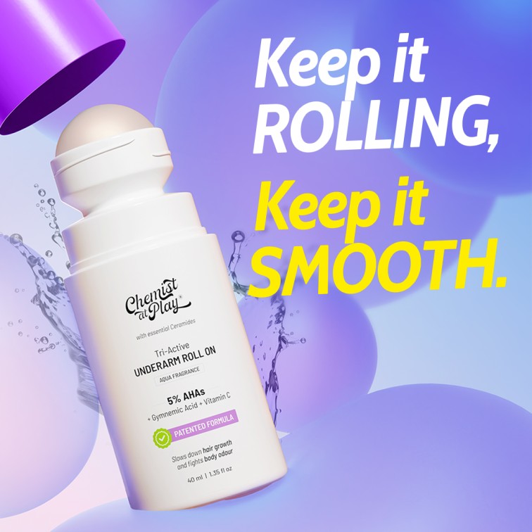 Tri-Active Underarm Roll On for Hair Growth Reduction (Aqua) - 40 ml