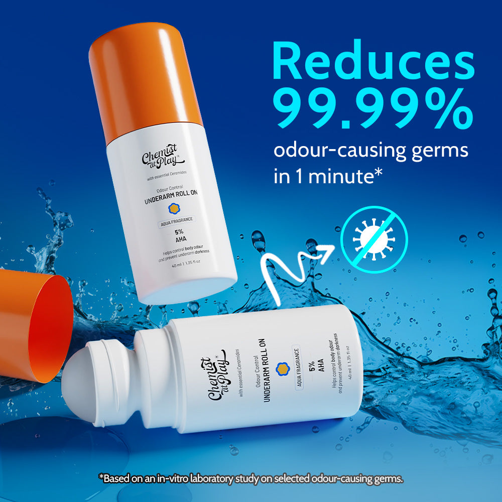 5% AHA Underarm Roll on for Odour Control & Pigmentation (Fragrance Free) - 40 ml | Pack of 2
