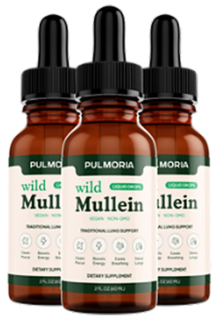 Three bottles of Pulmoria Wild Mullein liquid drops